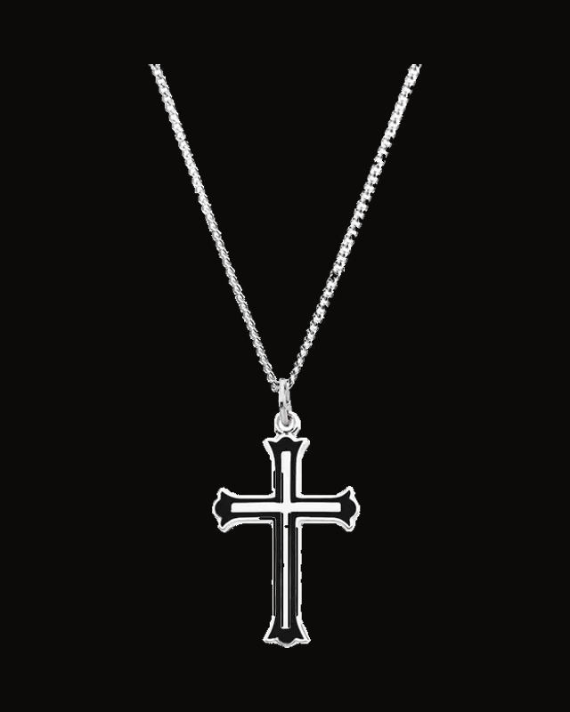 Enameled Cross Necklace — Sterling Silver