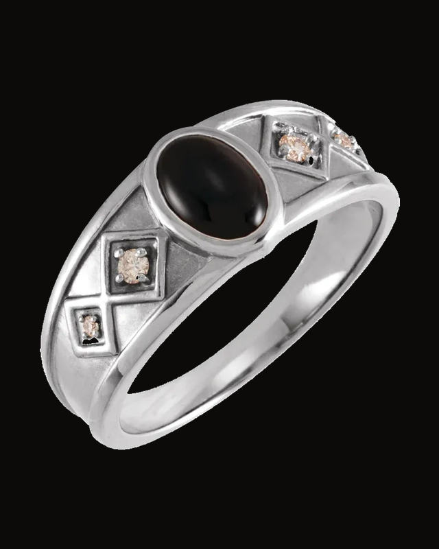 Natural Onyx And 0.05 CTW Natural Diamond Ring — Sterling Silver · 2.5 mm