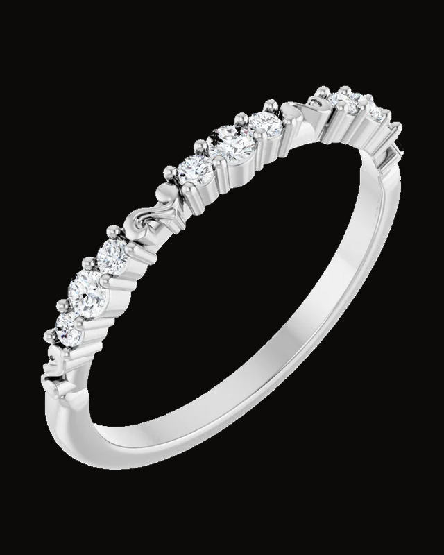 1/6 CTW Natural Diamond Anniversary Band — Rhodium-Plated on 14K White Gold · 1.5 mm