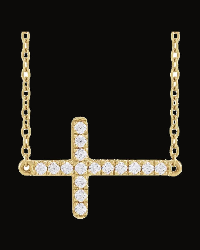 1/6 CTW Lab Grown Diamond Sideways Cross Necklace