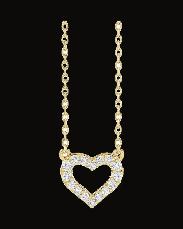 1/5 CTW Lab-Grown Diamond Heart Necklace — 14K Yellow Gold
