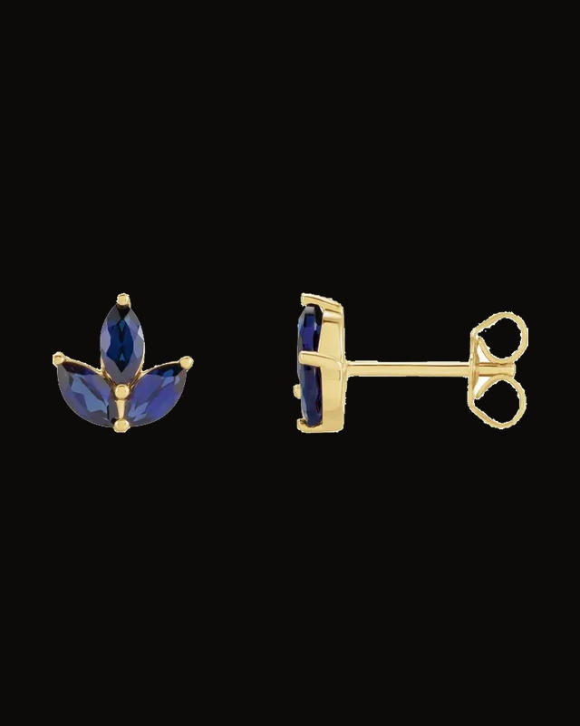 Marquise 2-Prong Cluster Earrings — 14K Yellow Gold · 5 x 2.5 mm