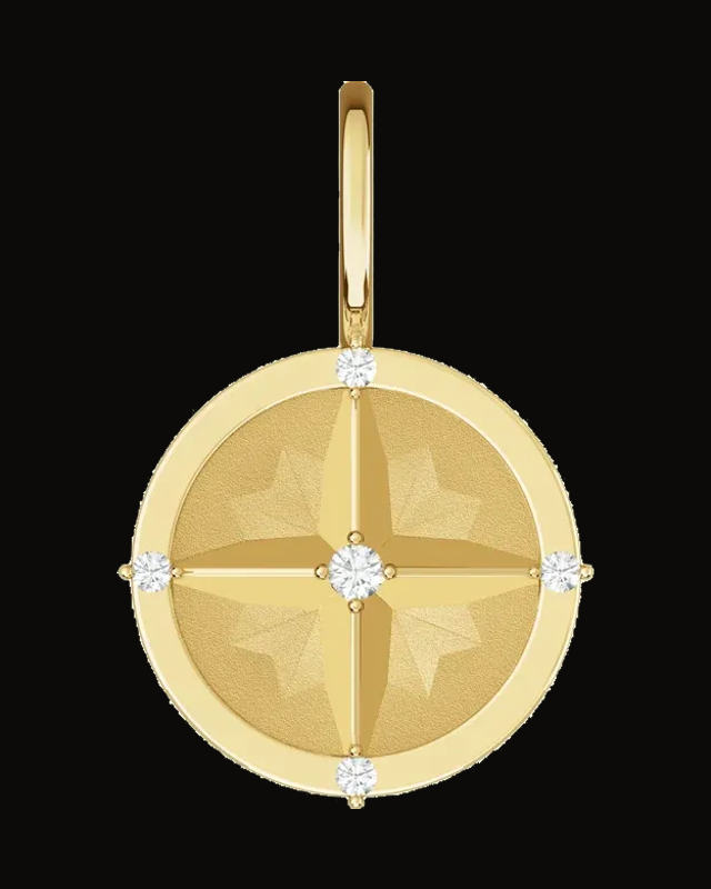 0.03 CTW Natural Diamond Compass Charm/Pendant