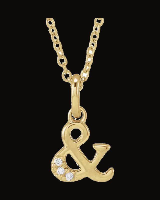 0.01 CTW Natural Diamond Ampersand Necklace — 14K Yellow Gold