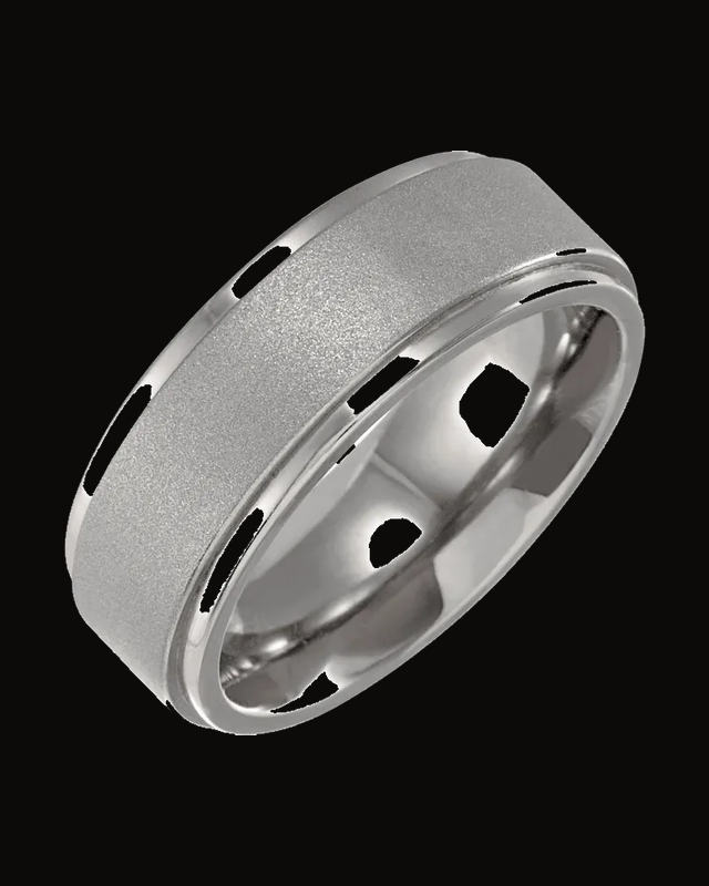 Stepped-Edge Standard-Fit Band With Oxidized Finish — Titanium · 7 mm