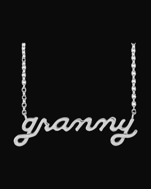 Lowercase Script Granny Necklace — Sterling Silver