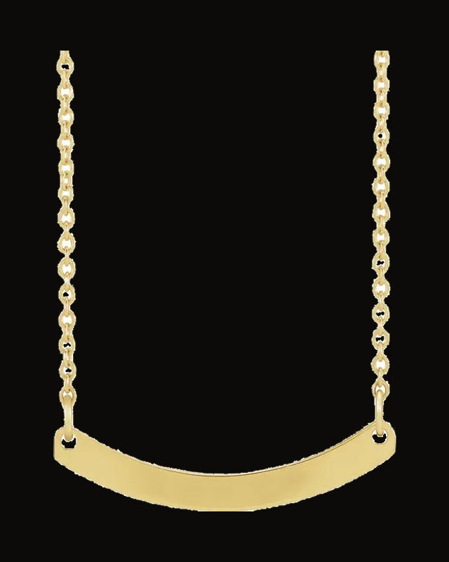 Engravable Curved Bar Necklace — 14K Yellow Gold
