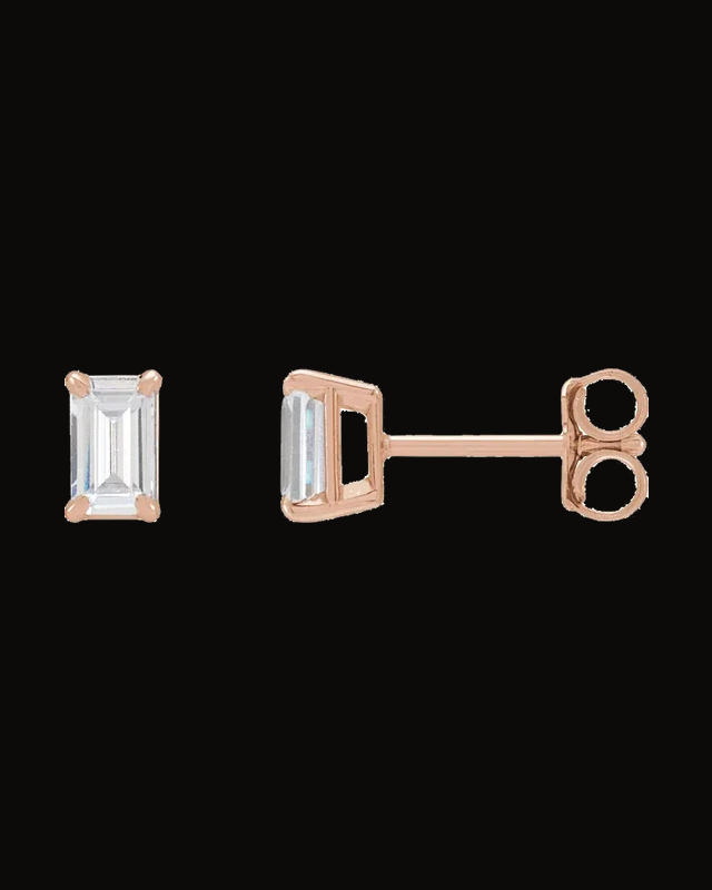Lab-Grown Diamond Stud Earrings — 14K Rose / White Gold