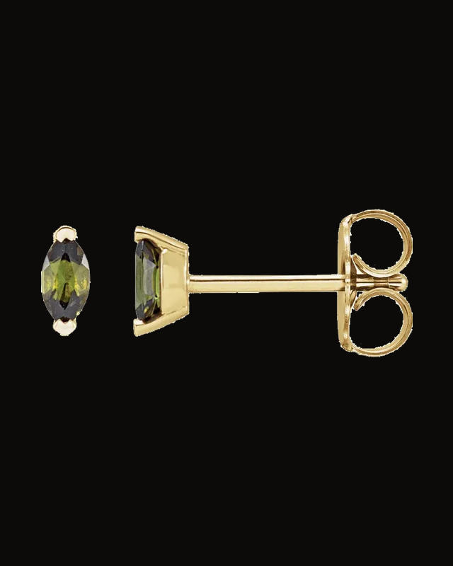 Solitaire V-Prong Stud Earrings — 14K Yellow Gold · 4 x 2 mm