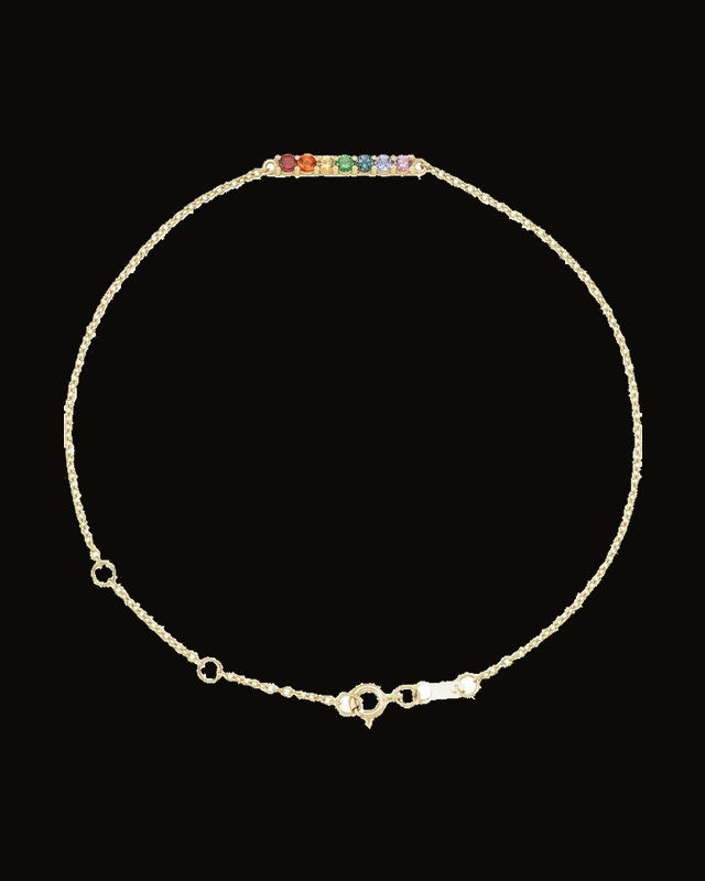 Natural Multi-Gemstone Adjustable Bracelet — 14K Yellow Gold · 2 mm