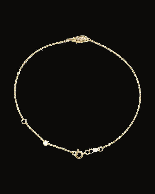 0.015 CTW Natural Diamond Angel Wing Bracelet — 14K Yellow Gold