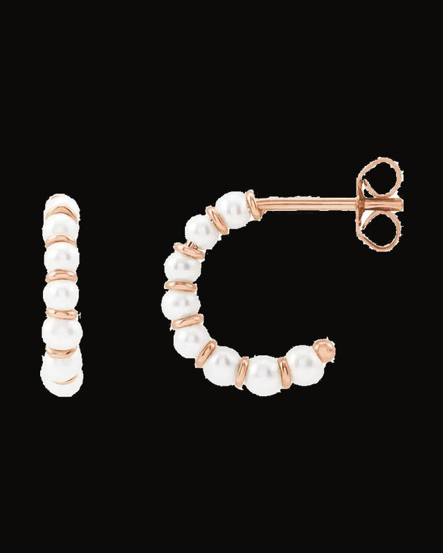 Cultured White Freshwater Pearl Earrings — 14K Rose Gold · 3 mm
