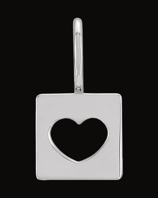 Pierced Heart Charm/Pendant — Sterling Silver