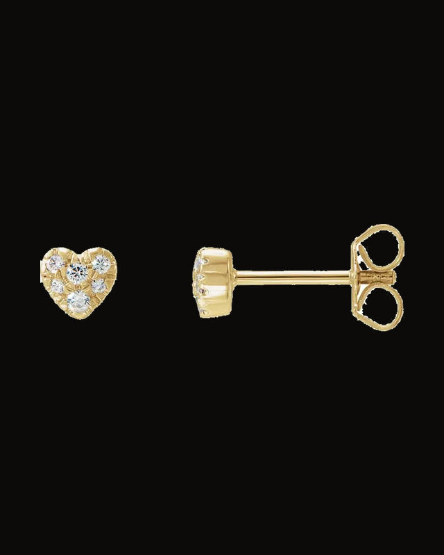 1/10 CTW Natural Diamond Heart Earrings — 14K Yellow Gold