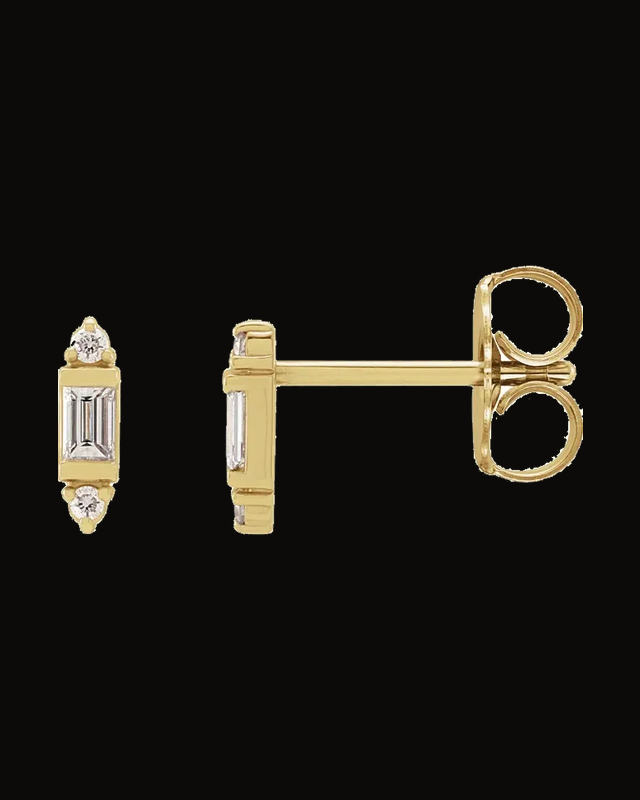 1/10 CTW Natural Diamond Stud Earrings — 14K Yellow Gold