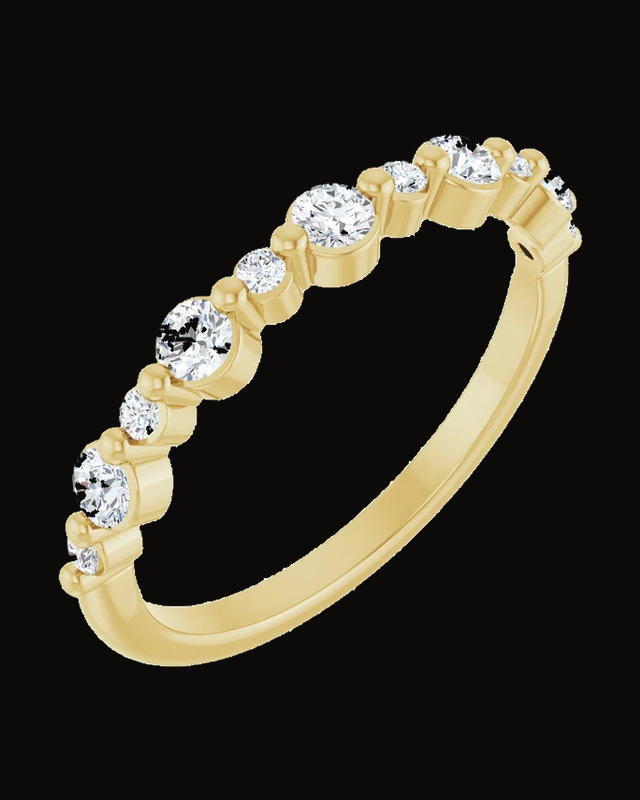 Shared-Prong Accented Anniversary Band — 14K Yellow / White Gold · Lab-Grown Diamond