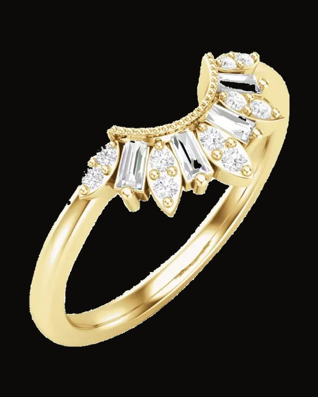 1/5 CTW Natural Diamond Contour Band — 14K Yellow Gold · 1.61 mm