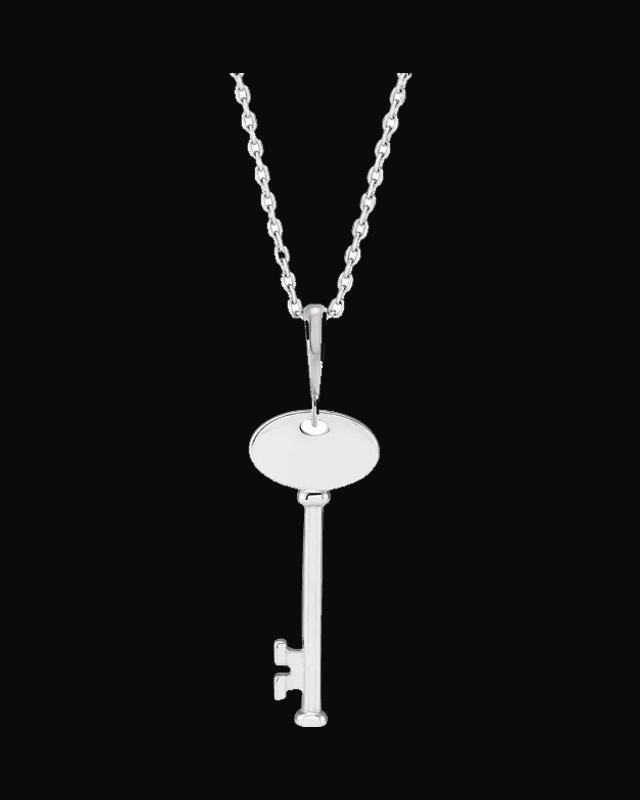 Engravable Key Necklace or Pendant — Sterling Silver